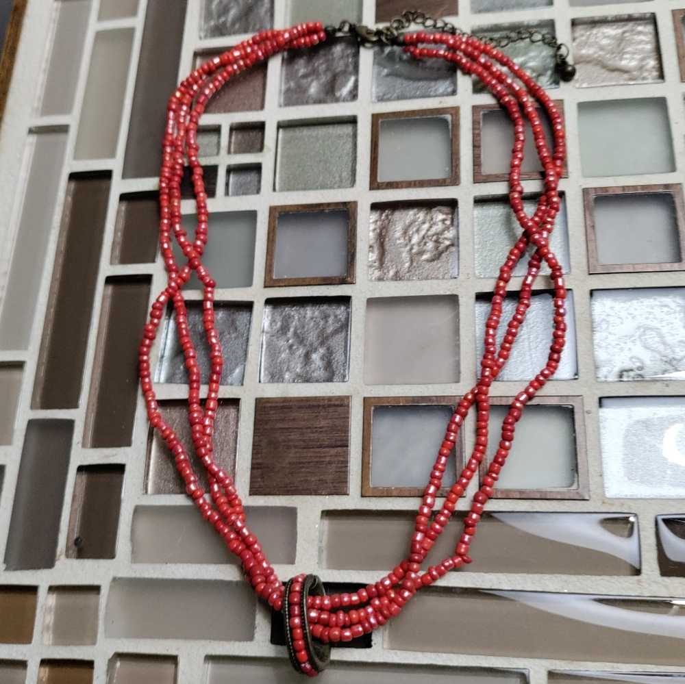 Vintage Red Beaded necklace